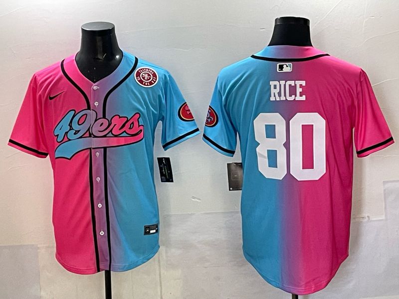 Men 2025 San Francisco 49ers #80 Rice Pink Blue Nike Limited NFL Jersey 09->san francisco 49ers->NFL Jersey